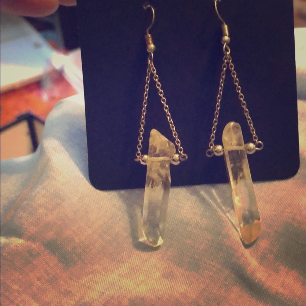 Crystal Quartz Dangle Silver Earrings